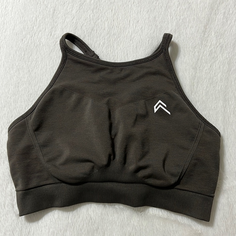 Oner Active Effortless Seamless High Neck Bralette Deep Taupe Size Med❗️sale❗️